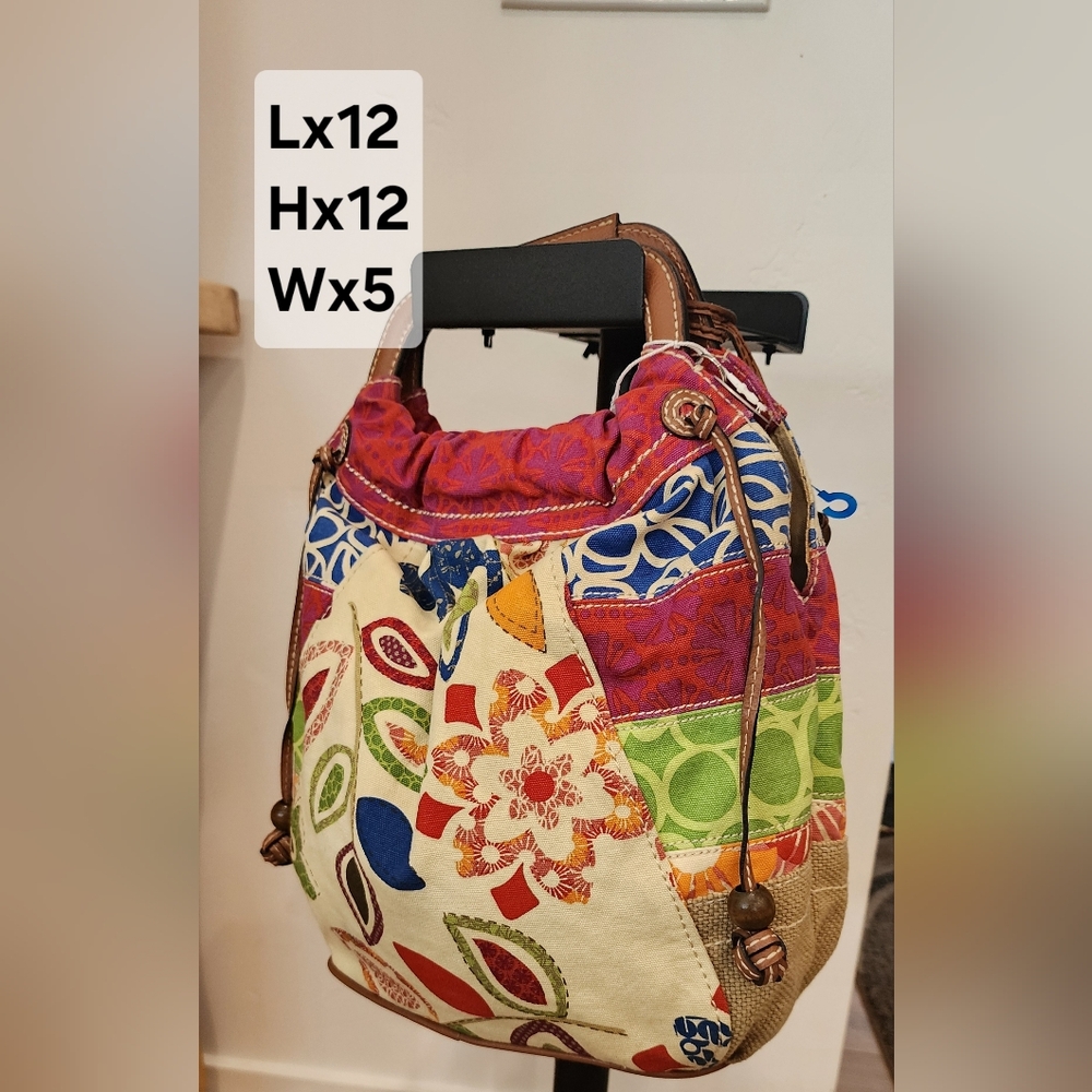 Fossil Multicolor Floral Patchwork Drawstring Sho… - image 2